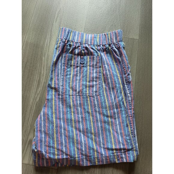 Talbots Petite Womens Striped Linen Cotton Drawstring Shorts Size 12P - Picture 2 of 6